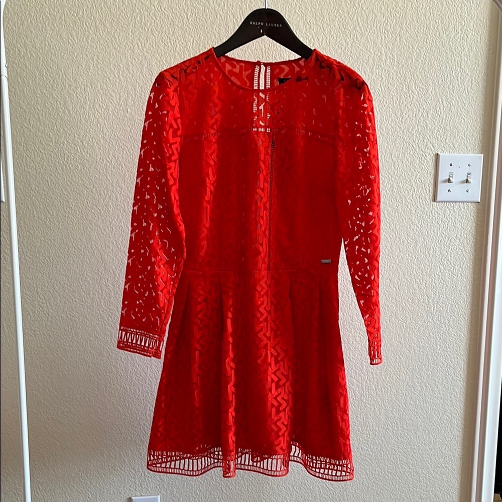 Armani Exchange Red Long Sleeve Dress
